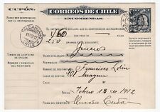 Chile 1912 Paquete Poste 80c TALCAHUANO a EL ARRANYAN Colón Peso Bronce tipo segunda mano  Embacar hacia Mexico