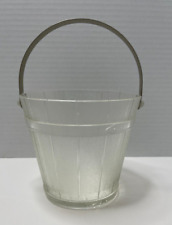 Cubo de hielo de vidrio vintage con mango de fianza de metal patrón de barril de roble, usado segunda mano  Embacar hacia Argentina