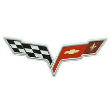 1x 2005-2013 C6 Corvette OEM GM Front Hood & Rear Fascia Crossed Flags Emblem til salgs  Frakt til Norway