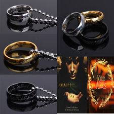 Lord of the Rings Stainless Steel Bilbo's Hobbit Gold Ring & Chain Men's Band, used for sale  Shipping to South Africa