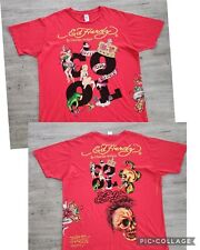 Camiseta Vintage Anos 00 Y2K ED HARDY Por CHRISTIAN AUDIGIER Tatuagem AOP Embelezada Extra Grande, usado comprar usado  Enviando para Brazil