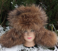 Pendientes de invierno para hombre hechos de piel y cuero mapache, talla 57-58 cm. Cálido invierno  segunda mano  Embacar hacia Argentina