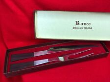 Mid Century BURNCO Cutlery STEAK RIB SET Meat Fork & Knife Stainless Steel Japan for sale  Shipping to South Africa