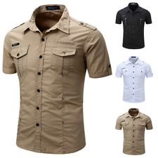 Camisa de trabalho masculina carga militar casual slim fit manga curta camisas tops comprar usado  Enviando para Brazil