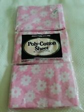 Used, Brentford Nylons Poly-cotton Sheet Double Bed Vintage Pink Flower Power 1970's  for sale  CHELTENHAM