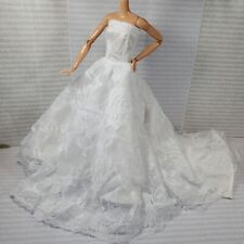 EVENING C (LW)~DRESS WHITE LACE STRAPLESS WEDDING GOWN FITS BARBIE DOLL CLOTHING, used for sale  Shipping to South Africa