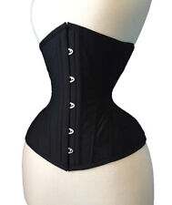 Women's Waist Trainer Steel Boned Heavy Duty Underbust Black Cotton Corset for sale  Shipping to South Africa