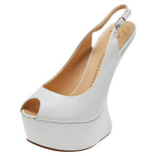 Giuseppe Zanotti White Leather Heelless Peep Toe Platform Pumps Size 40 for sale  Shipping to South Africa