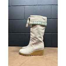 Botas femininas Marc Jacobs couro camurça creme meia panturrilha anabela boho tamanho 6.5/37 comprar usado  Enviando para Brazil