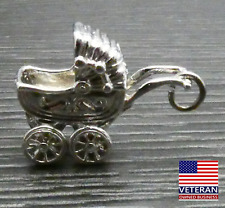 Berloque pingente vintage prata esterlina maior carrinho de bebê 3D (rodas giratórias) comprar usado  Enviando para Brazil
