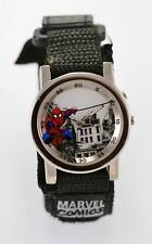 Reloj Spiderman Plata Acero Inoxidable Negro Nailon 30m Batería Luz Cuarzo, usado segunda mano  Embacar hacia Argentina