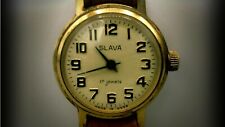Używany, SLAVA damski zegarek z czasów PRL 17 jewels sprawny pasek skórzany  na sprzedaż  PL