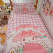 Lençol de cama fofo My Melody Kuromi capa de colcha fronha conjunto de forros de cama fofos comprar usado  Enviando para Brazil