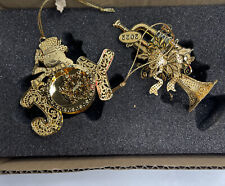 2022 Danbury Mint Gold Christmas Ornaments Snowman Joy + Trumpet  for sale  North Hollywood