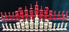JL213: Juego de ajedrez de hueso vintage de México, rojo y marfil. segunda mano  Embacar hacia Mexico