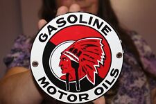 RED INDIAN Motor Oil Gasoline Gas Station Porcelain Metal Sign for sale  Shipping to Canada