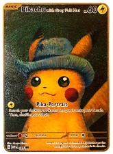 Pokemon Pikachu z szarym filcowym kapeluszem styl van Gogh złoty metal karta funArt, używany na sprzedaż  Wysyłka do Poland