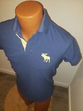 (Pequena) Camisa Polo Masculina Abercrombie & Fitch Azul Ajuste Muscular Logotipo Alce, usado comprar usado  Enviando para Brazil