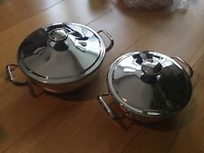 Set Of 2 Alessi Stainless Steel Lidded Double Handled Cooking / Serving Pots for sale  Shipping to South Africa