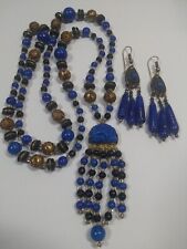 Pendientes de Vidrio y Latón Art Deco Neiger Tallados Checos Azul Moldeado Vidrio segunda mano  Embacar hacia Argentina