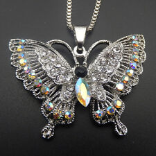 Used, Fashion AB Clear Crystal Butterfly Pendant Long Sweater Necklace for sale  Shipping to South Africa
