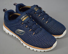 Sapatilhas femininas Skechers azul marinho e dourado espuma com memória bungee com cadarço Reino Unido 7, UE 40 comprar usado  Enviando para Brazil