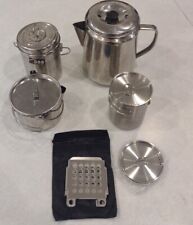 Outdoor Cooking Set 3 Mess Kit Pots And Coffee & 3 Free Utensils And Wood Stove for sale  Shipping to South Africa