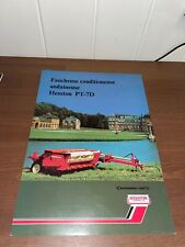 Occasion, brochure prospekt PROSPECTUS FAUCHEUSE HESSTON PT-7D tracteur-trattore-someca-ih d'occasion  Saint-Sébastien-de-Morsent