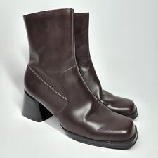 Used, Vintage Merona 70s Style Block Heel Brown Leather Boots Size 6.5 Boho 70s 90s for sale  Elgin