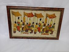 African  Folk Art Painting Village Scene - Framed , Fabric for sale  Shipping to South Africa