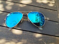 Ray Ban Aviator Grandes Metal Marcos Dorados Azul Flash Lentes Gafas de Sol 58 segunda mano  Embacar hacia Argentina