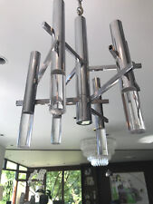 Vtg Mid Century/ Hollywood Regency Gaetano Sciolari Lucite Chrome Chandelier  for sale  Shipping to South Africa