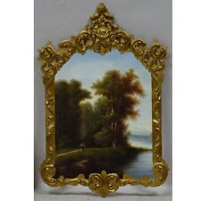 Około 1850 roku stary obraz olejny krajobraz leśny nad rzeką znak 67x46cm, używany na sprzedaż  PL
