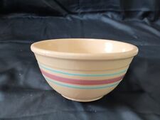 Vintage Oven Ware Pottery USA 8" Mixing Bowl Blue & Pink Stripes  McCoy ?  for sale  Shipping to South Africa