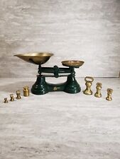 Scale with Seven Brass Bell Weights Vintage Librasco Green for sale  Shipping to South Africa