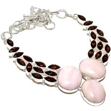 Pink Aragonite, Garnet Gemstone 925 Sterling Silver Gift Necklace 18" P474 for sale  Shipping to South Africa