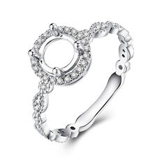 18k ouro branco diamante natural halo anel semi montagem redonda 6mm configuração joias  comprar usado  Enviando para Brazil