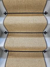 Sisal Panama natural and grey stair runner 7m x 56cm to cover 15 steps SAMPLE, used for sale  Shipping to South Africa