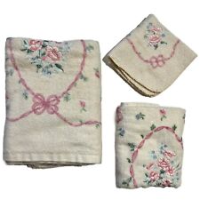 Conjunto de Toalhas Jillian Rose Bordadas Rosa Azul Floral Boho Shabby Cottagecore comprar usado  Enviando para Brazil