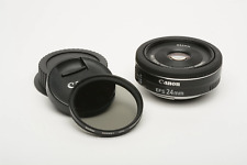 Lente panqueca Canon EFS 24mm f2.8 STM, tampas + filtro CPL, muito limpa comprar usado  Enviando para Brazil