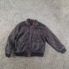 Redskins Jacket Mens XL Extra Large Leather Brown Lined Vintage Bomber R19-19 for sale  Shipping to South Africa