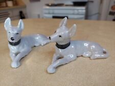 Set Vintage White German Swiss Shepherd Lustreware Figurine Porcelain Dog Japan for sale  Shipping to South Africa