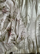 Antiguas Cortinas de Panel Hechas a Mano Oriental SEDA Rosa Flor Floral Crema Textil, usado segunda mano  Embacar hacia Argentina