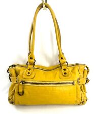 Bolsa de ombro bica cheia couro amarelo mostarda média satchel com cinto tachas de bronze, usado comprar usado  Enviando para Brazil