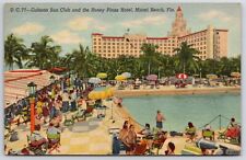 1955 Cabana Sun Club And Roney Plaza Hotel Miami Beach Florida Posted Postcard, used for sale  Shipping to South Africa