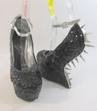 Privilege Black Spikes 6.5"High Wedges Heel less 2"Platform  Shoe WOMEN Size 5.5 for sale  Shipping to South Africa