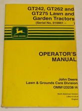 John Deere GT242, GT262, GT 275 Lawn & Garden Tractors Operators Manual # 010001, used for sale  Shipping to South Africa