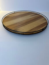 18" Wooden Lazy Susan with Metal Trim Brown/Black - Hearth & Hand Magnolia for sale  Shipping to South Africa