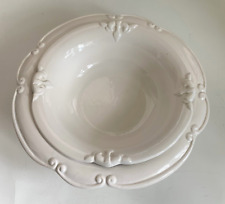 Vtg ROYAL HAEGAR BOWLS Wash Basin Cream White FARMHOUSE Pottery USA 12" & 10", used for sale  Shipping to South Africa