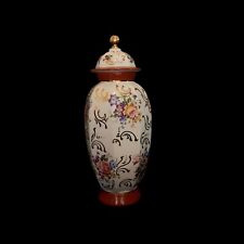 Vase 25cm couvert potiche porcelaine motif floral fleur vintage ancien segunda mano  Embacar hacia Argentina